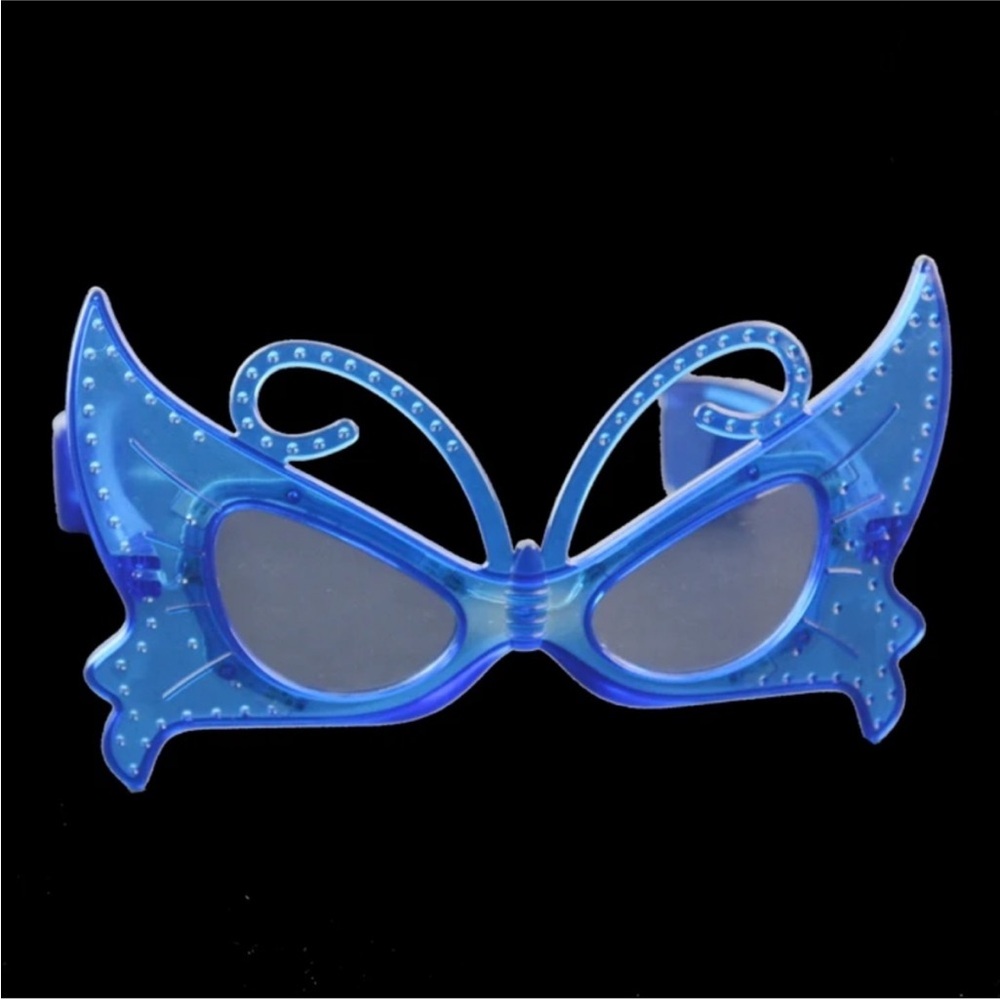Butterfly Blue LED Light-Up UP Party Costume Glasses